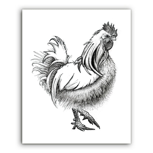 Silkie Rooster Art Print