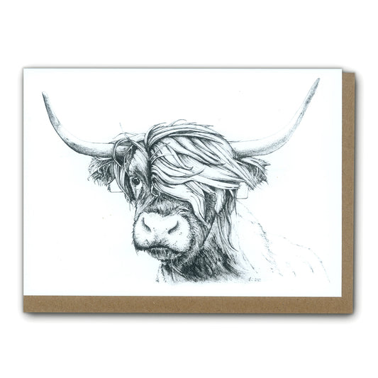 Highland Cow Art Card